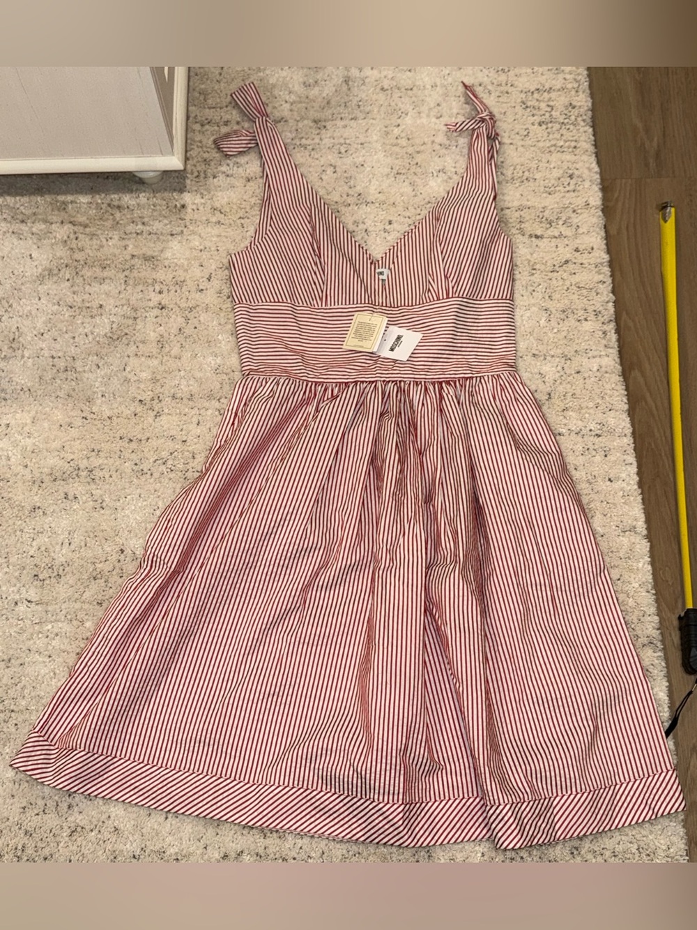 Moschino Jeans Donna Red White Striped Fit & Flare Dress Tie Strap Size 46 US 12